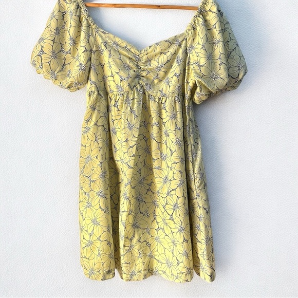 Lena • Floral Yellow Babydoll Cotton Blend Dress Puff Sleeves Sz Sm Cottagecore - Picture 2 of 9